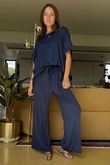 Made in Italy Essential Wide Leg Pant Navy 